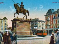 Trg bana Jelačića, oko 1915. godine, kolorirana razglednica